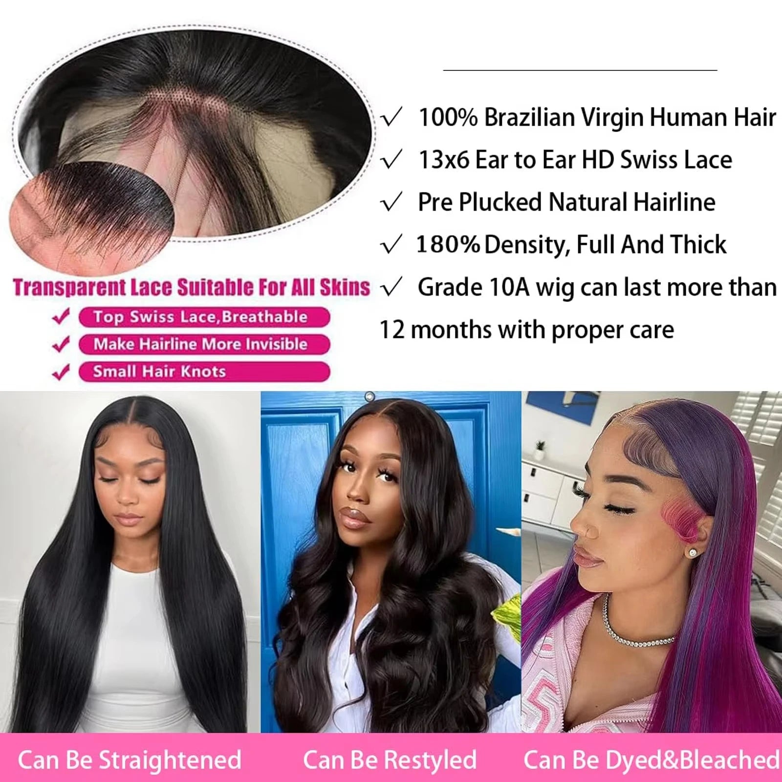 30 Inch 200 Density Straight Human Hair Wigs 13x6 Hd Lace Frontal Wig 360 Lace Front Wig 13x4 Lace Front Wig For Black Women